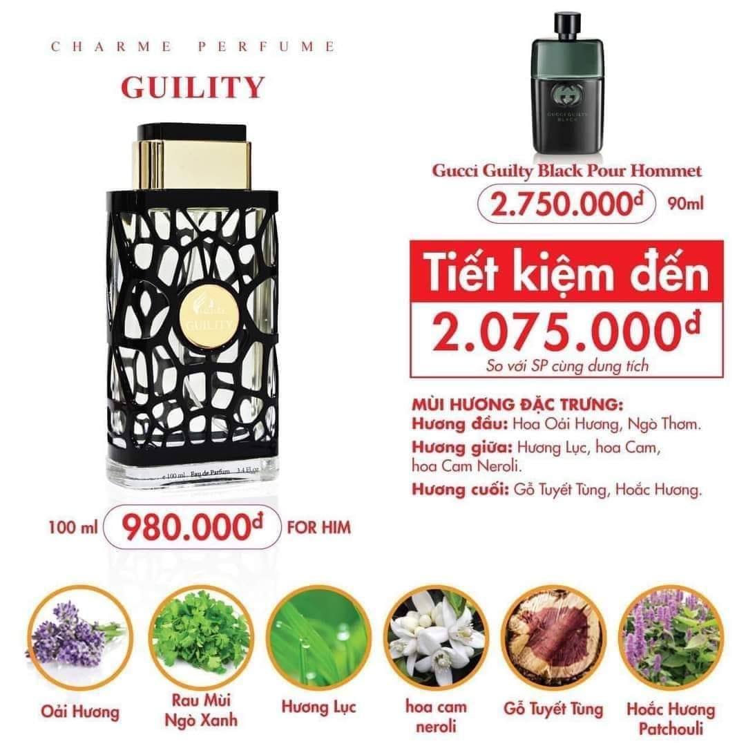Nước Hoa Nam Charme Guility 100ml mẫu mới