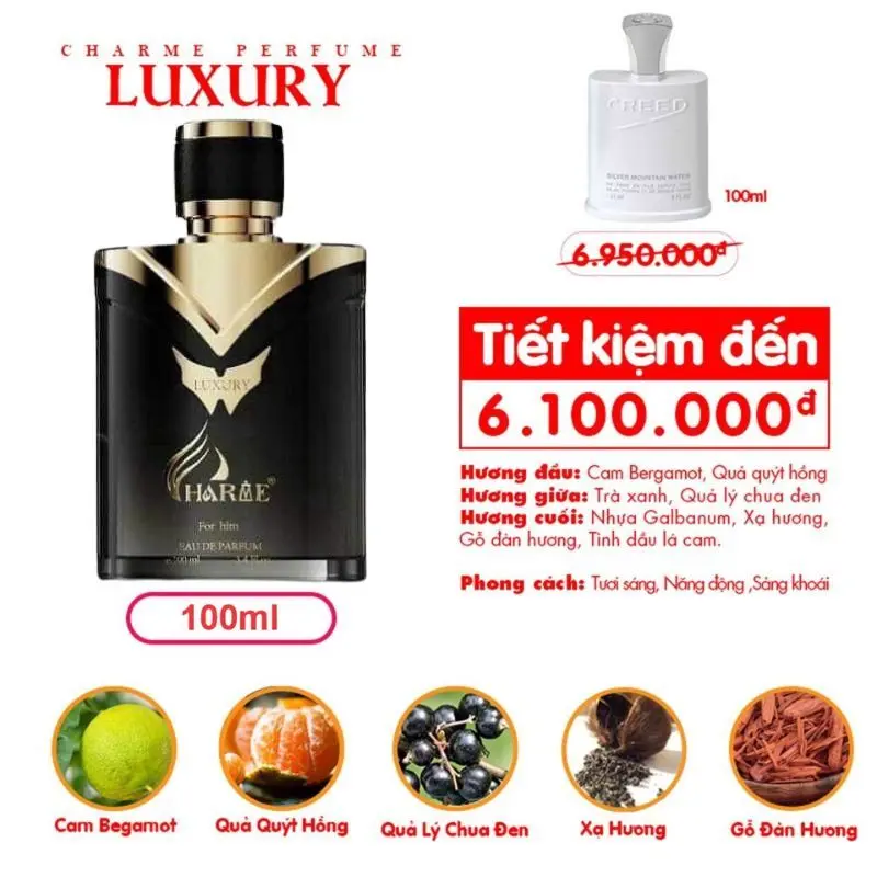 Nước Hoa Nam Charme Luxury 100ml mẫu mới