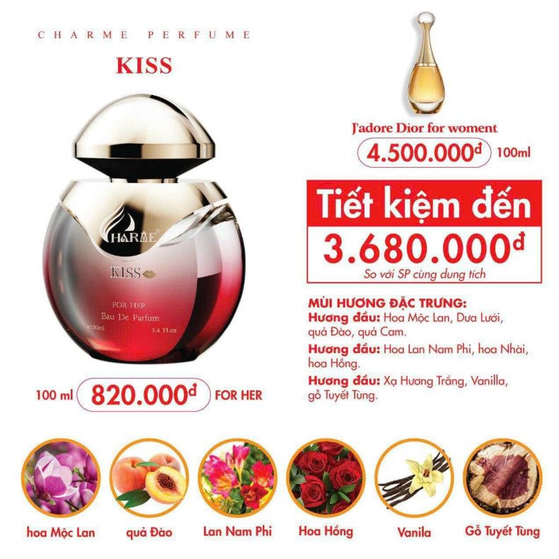 Nước Hoa Nữ Charme Kiss 100ml